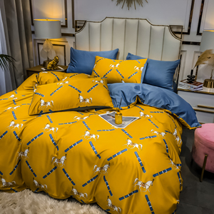 Ngựa In Sang Trọng Polyester Bộ Đồ Giường Đặt Sáng Sáng Bóng Đám Cưới Tấm Ga Giường Ngủ Khỏa Thân Bộ Đồ Giường Đặt - Product Image 1