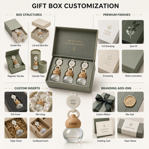 Handmade French Style <b>Car</b> Aromatherapy Glass <b>Bottle</b> For Aesthetic Gifting Bulk Custom Logo With Wooden Cap Box Set Jar Case - Product Image 5