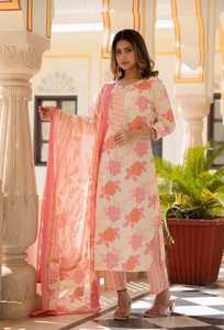 ชุดเสื้อกางเกงผ้าฝ้ายพิมพ์ลายดอกไม้สำหรับผู้หญิงชุดกระโปรงยาวสำหรับงานปาร์ตี้ฤดูร้อนสไตล์บอลลีวู้ดชุดสูทเสื้อกางเกงสำหรับผู้หญิง - Product Image 4