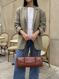 Petit <span class=keywords><strong>sac</strong></span> <span class=keywords><strong>à</strong></span> <span class=keywords><strong>main</strong></span> pliable en <span class=keywords><strong>cuir</strong></span> véritable naturel pour femmes, couleur <span class=keywords><strong>cognac</strong></span> élégante, luxueux et stylé pour un usage quotidien - Product Image 2