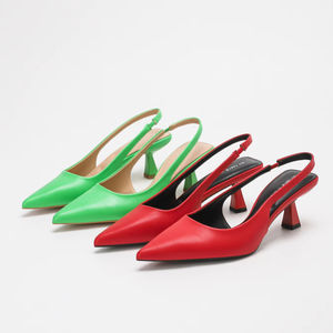 Zapatos de tacón alto de moda de verano para mujer, tacón de gatito sin cordones, punta estrecha, aumento de altura sólida, tacón alto, Slingback para mujer - Product Image 5