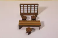 בית בובות מיניאטורות אביזרי מיני עץ כיסא שולחן למעלה קישוט מיני עץ כיסא שולחן דקור עץ שרפרף