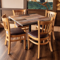 Ensemble de table et de chaises de restaurant en bois massif, chaise de salle à manger rembourrée en PU, mobilier de salle à manger en bois pour café, bistrot, hôtel