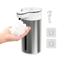ST-03 Nouveau design Distributeur automatique de savon 400 ml 4 niveaux réglables Affichage LED Fenêtre de niveau visible Certifié CE FCC
