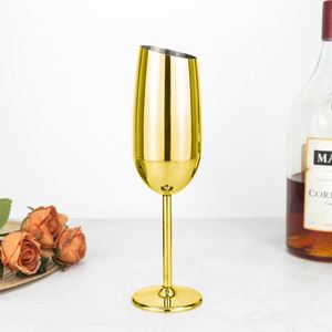 Copa de Vino Espumoso de Acero Inoxidable 304 de Grado Alimenticio de 250 ml con Borde Inclinado, Irrompible, con Tallo, para Bebidas, Copa de Champán - Product Image 3