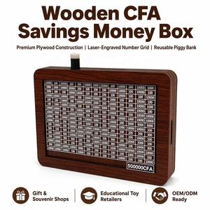 Hucha de madera para monedas de franc CFA y XOF, caja de ahorros, decoración para el hogar, cajas de dinero, contenedor de almacenamiento, regalo artesanal para niños - Product Image 1