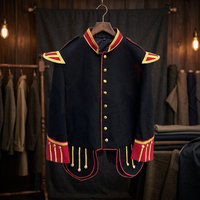 Veste bomber en laine grise pour homme ZULARI IMPEX, double boutonnage, col montant, broderie dorée, doublure en fausse fourrure, manteau d'hiver formel