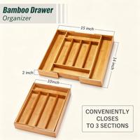 Organisateur de tiroir extensible en bambou pour rangement sous évier, idéal pour le rangement de soutiens-gorge, chaussettes, maquillage, salle de bain, bureau et cuisine