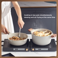 Cuisinière à induction pliante 3/ 2 en 1 Four électrique multifonctionnel pour la maison Cuisinière à induction à double tête Cuisinière de cuisson et de cuisson à la vapeur