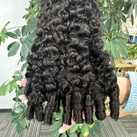 Burmesisches Lockiges Echthaar ohne Tressen 50g Feder-Häkelzöpfe Verlängerungen mit Kleinen Knoten für Bohemian Braids Natürliches Schwarzes Haar