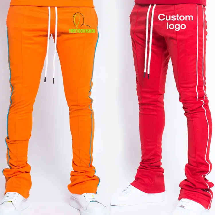 Pantaloni sportivi da uomo personalizzati pantaloni sportivi Skinny a righe con coulisse in poliestere pantaloni impilati da Jogger alla moda