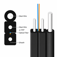 Kabel Drop Optik Luar Ruangan Alchuang 2-Core GJYXFCH FTTH dengan Penyangga FRP Non-Metalik Putih/Hitam untuk Gedung Bertingkat Tinggi