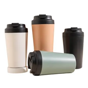 New High Quality 350ml Travel Mug Coffee White Ceramic Liner Plastic Shell Leak Proof Customized Coffee Mug With Logo