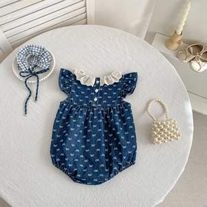 Mono de bebé niña de verano, ropa fina, estampado de lazo, mezcla de algodón y poliéster, traje de gateo para recién nacido con cierre de botones a presión, ¡superventas! - Product Image 6