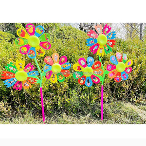 Neue Plastik-Cartoon-Blumen-Windmühle DIY-Malspielzeug für Kinder Pädagogisches Outdoor-Gartendekoration Geschenk Handwerk Lernspielzeug - Product Image 3