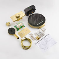 Set Shower Hujan Dinding Kontemporer 3-fungsi Keran Termostatik Katup Keramik Kuningan Garansi 5 Tahun