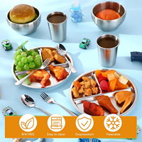 Assiettes rondes en acier inoxydable 304 en gros avec 3 compartiments pour enfants