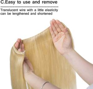 <span class=keywords><strong>Secret</strong></span> Fish 613 # Brésilien Réel Remy Cheveux Humains 80g-100g Balayage Droite Une Pièce Trame Extensions de Cheveux avec Fil Caché - Product Image 4