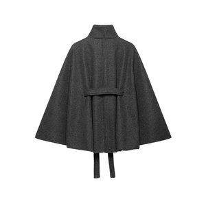 Manteau Cape Ceinturé Uni pour <span class=keywords><strong>Femme</strong></span> 2026, Veste Enveloppante en Mélange de Laine à Col Montant avec Taille Ajustable, OEM/ODM Vintage Décontracté - Product Image 2
