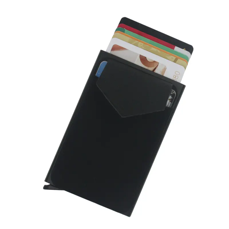 אלומיניום ארנק עם גמישות חזרה פאוץ מזהה כרטיס אשראי מחזיק RFID מתכת ארנק פופ האוטומטי בנק כרטיס מקרה