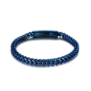 Pulsera de Cadena de Acero Inoxidable para Hombre, Diseño Geométrico Pulido Azul, CE612, Joyería de Regalo - Product Image 1