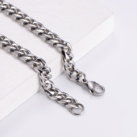 Collier chaîne gourmette cubaine en acier inoxydable 316L, massif, à maillons plats, résistant à l'eau et inaltérable