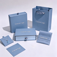 Kit d'emballage cadeau de luxe personnalisé avec logo FSC pour bijoux, boîte à tiroir, sac en papier pour boucles d'oreilles, collier, ensemble de boîtes à bijoux