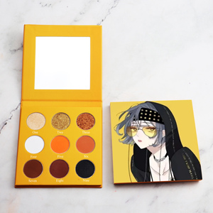 Palette <span class=keywords><strong>de</strong></span> fards à paupières OEM avec impression personnalisée, 9 couleurs, logo, belle finition poudre cosmétique scintillante pour les yeux - Product Image 1