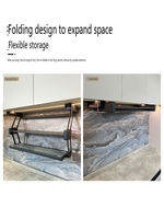 Étagère murale de cuisine escamotable à double niveau - Organiseur pliable en alliage d'aluminium