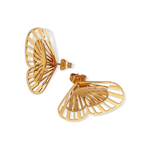 Boucles d'oreilles papillon plaquées or 18 carats en alliage de zinc, boucles d'oreilles tendance pour femmes EH968 - Product Image 5