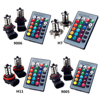 Feux antibrouillard LED RGB Liwiny Auto Car 3030 27SMD, puce LED, corps en aluminium, 12V - Adaptation universelle, télécommande, sept options de couleurs