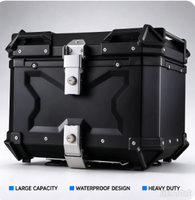 Top Case Moto Personnalisable avec LOGO, Nouveau Coffre Arrière Moto en Aluminium Argenté avec Doublure, Grand Coffre Moto à Vendre