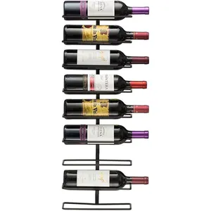 JH-Mechワインディスプレイラック省スペースストア9つの標準ワインとシャンパンボトル水平ウォールマウントメタルワインラック