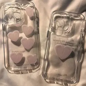 Nuevo producto Ideas espacio corazón transparente caja del teléfono móvil pintura al óleo amor cubierta del teléfono celular para iPhone 15