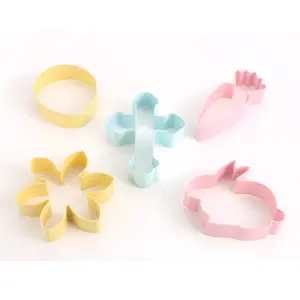 Factory 5 piece stainless steel 3d cartoon flower carrot egg rabbit cross bunny easter cookie cutter