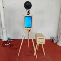 Photomaton vintage en bois double face avec support d'imprimante identique, miroir en bois pour appareil photo reflex numérique avec flash Godox
