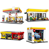 Cada C66025-C66030 Nouveau Kit de Modélisme MOC Vue sur Rue Urbaine Station-Service Lavage Auto Maison Construction Assemblage Cadeau Ensembles de Blocs de Construction