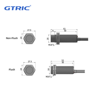Capteur de proximité capacitif GTRIC série M18, distance de détection réglable de 5 mm, capteur de proximité capacitif NPN avec CE