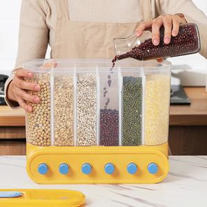 Contenedores de Cocina, Dispensador de Cereales de 6 Compartimentos, Contenedores de Almacenamiento de Cereales Sellados para Montar en la Pared, Caja para Granos, Recipiente para Alimentos - Product Image 2