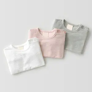 Newborn Baby Short Sleeve T-Shirt Custom Logo Printing Cotton Plain Blank Kids Baby Girl Boy T Shirts