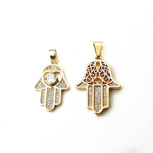 Pendentif Main de Fatima, Palmier Doré, Micro-incrustation de Zirconium Blanc, Pendentifs Thématiques, Port Quotidien - Product Image 1