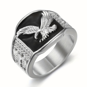 Bague d'affaires créative pour femme <span class=keywords><strong>en</strong></span> cuivre plaqué résine, motif Aigle ailé doré, polyvalente, best-seller transfrontalier - Product Image 3