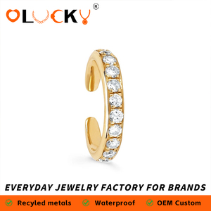 LUCKYJIU Fabricante de Joyería Personalizada, <span class=keywords><strong>Pendientes</strong></span> de Oreja con Circonita Cúbica de Una Sola Hilera, Chapados en Oro de 18k, Resistentes al Agua, para Mujer, Uso Diario - Product Image 1