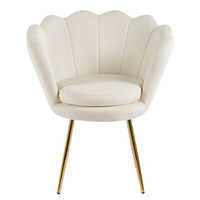 Fauteuil de salon élégant et luxueux en velours beige avec coussin