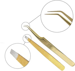 Pince à cils en acier inoxydable à pointe en fibre, personnalisable avec logo, pour extensions de cils volume - Marque privée - Product Image 1