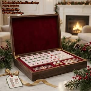 Ensembles de <span class=keywords><strong>Mahjong</strong></span> de Luxe Personnalisés sur le Thème de Noël, Rouge et Vert, 144, 160, 166 Tuiles de <span class=keywords><strong>Mahjong</strong></span> Américaines Classiques en Acrylique Gravées avec Boîte de Voyage - Product Image 1