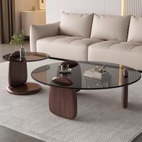 Table basse ronde moderne et durable avec plateau en verre trempé et pieds robustes en MDF pour le salon, la salle à manger, le bureau, décoration