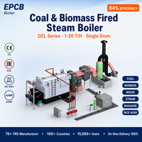 Ketel Uap Biomassa Batubara Fire Tube Water Tube Otomatis 10Ton/Jam 1.25MPa untuk Pemanasan Industri Stabilitas Tinggi Multifungsi