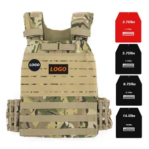 Camo Adjustable Running Fitness Workout Tactical Weight Vest For Men Gym Unisex Training Steel Plate Carrier Oxford 600D
