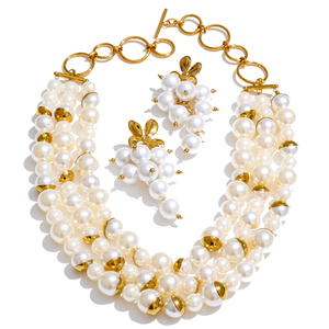 <span class=keywords><strong>Ensemble</strong></span> <span class=keywords><strong>collier</strong></span> et boucles <span class=keywords><strong>d</strong></span>'oreilles JINYOU 6968, perles élégantes, perles artificielles, perles de 18 carats, acier inoxydable, design exclusif, pour cadeau - Product Image 1